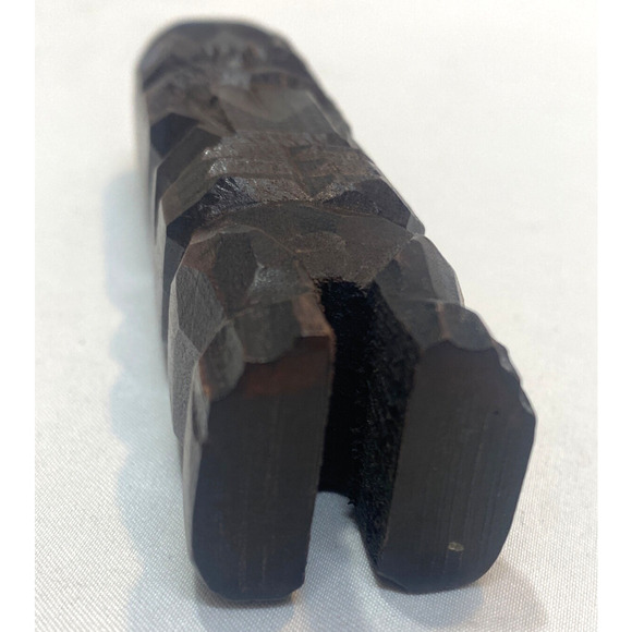 Tiki Wood Carving Maori Hand Carved Shell Eyes Tongue Out 4.5" - Picture 7 of 7